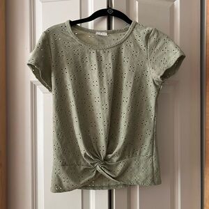Olivia Rae Green Tie Front Short Sleeve Tee